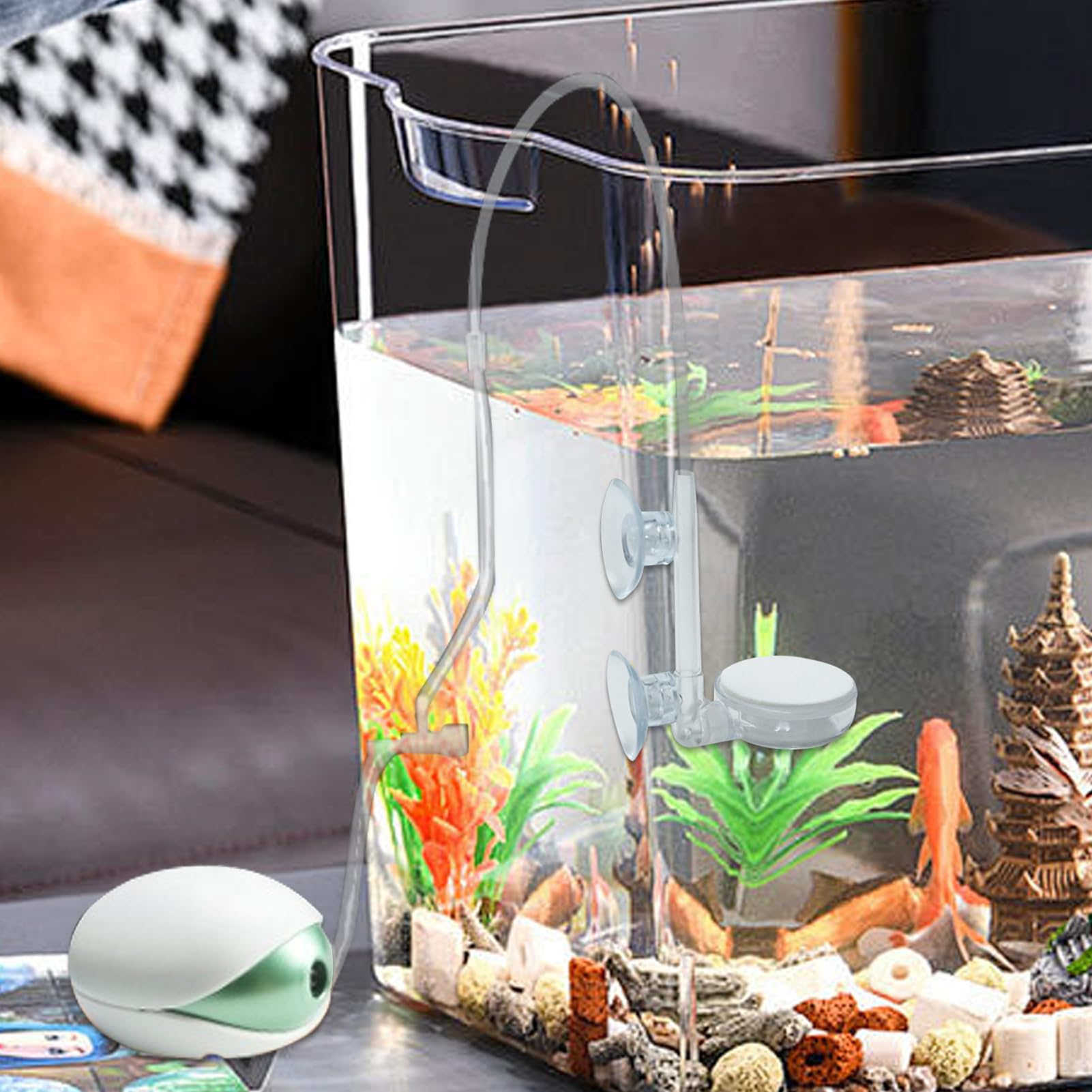 Nano Diffusore Per Acquario A Bolle Finissime Con Valvola Di Controllo E Ventose – Per Ossigenazione Silenziosa E Bolle Dense