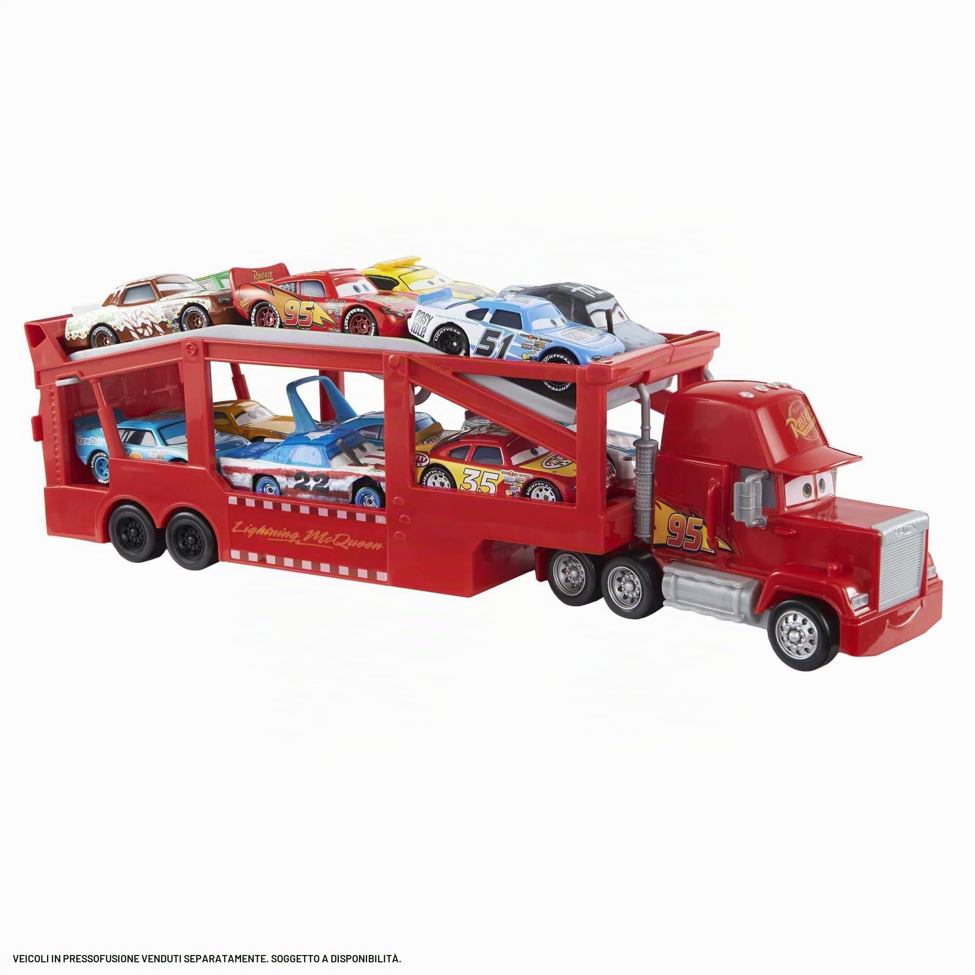 Mattel Disney Pixar Cars-Mack Trasportatore con Rampa e Trasportatore, Imballaggio Sostenibile, Giocattolo per Bambini 3+ Anni, HHJ54
