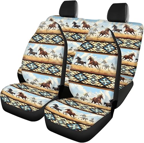 Miniatura 41 de Fundas de asiento de automóvil con diseño de girasol para SUV, camión, camioneta, caballo azteca, funda de asiento delantero y trasero, accesorios