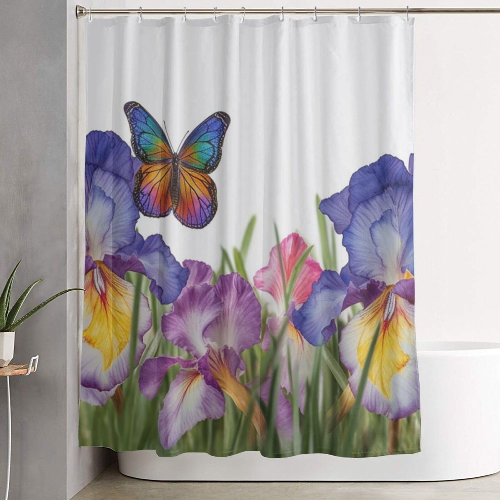 Rideau de salle de bain décoratif fleurs d'iris pour ambiance spa relaxante