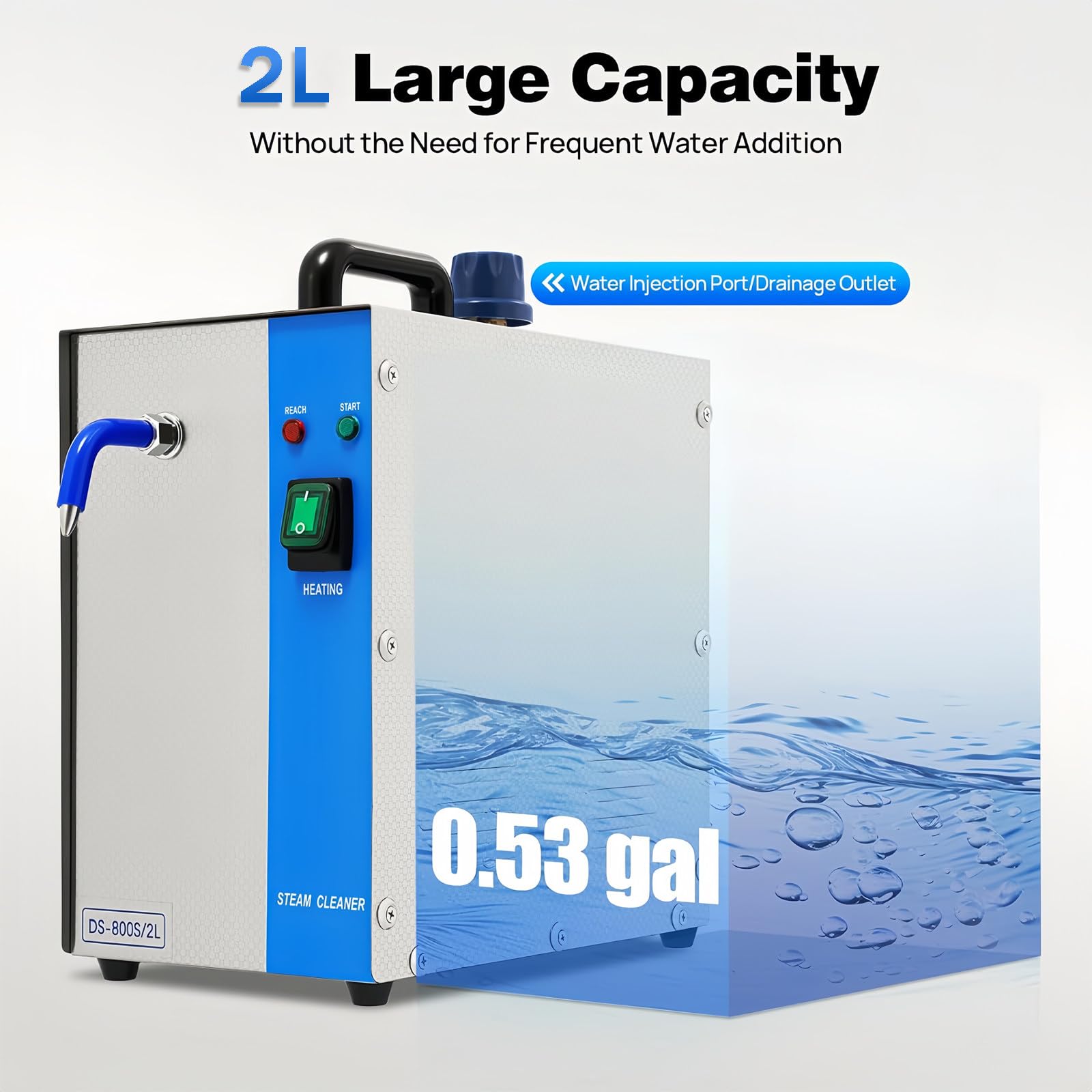 Limpiadora a vapor para joyas, limpiadora a vapor profesional para gemas de 1300W, limpiadora a vapor eléctrica para joyas de 2L, para oro/plata/piedras preciosas, para estudios de joyería 110V