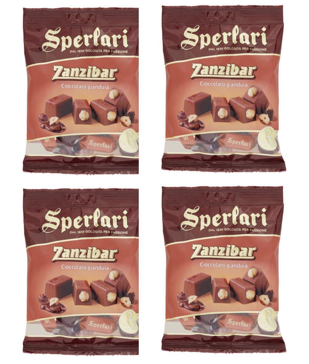Sperlari: "Zanzibar" Giaduia Hezelnuts Coated with Milk Chocolate 130gr (4.58oz) , pack of 4
