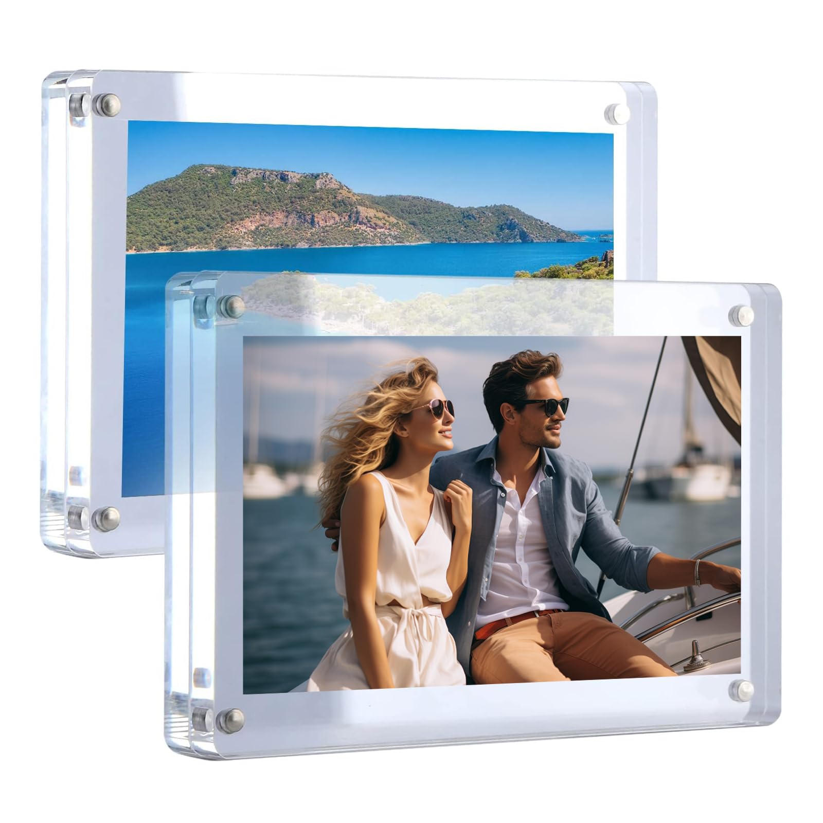 Cornici In Acrilico Trasparente - Set Per Foto 10x15cm Con Magnetini