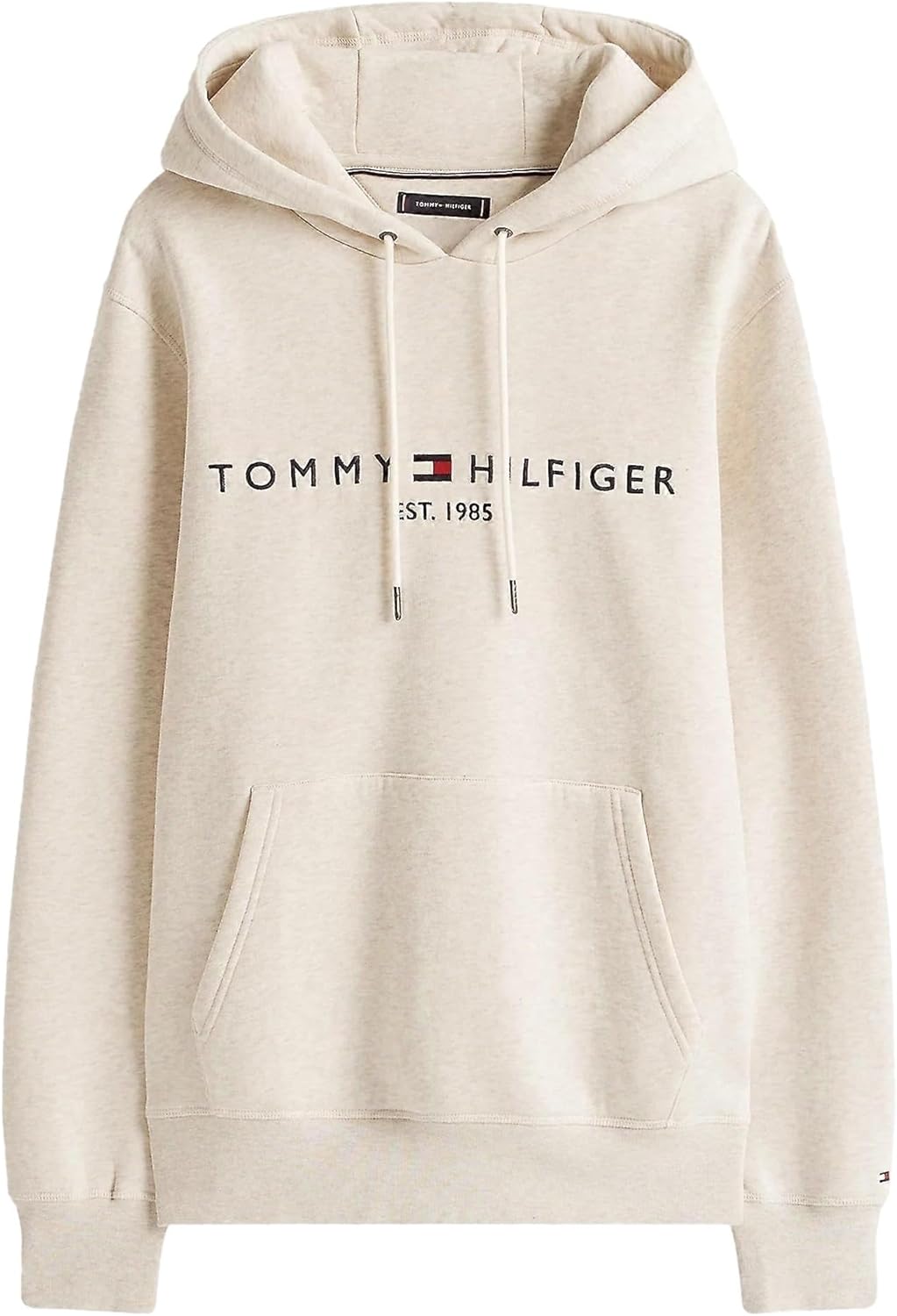 TOMMY HILFIGER Men's Iconic Fleece Embroidered Tommy Logo Pullover Hoodie Sweatshirt Collection 2024, Medium, Black
