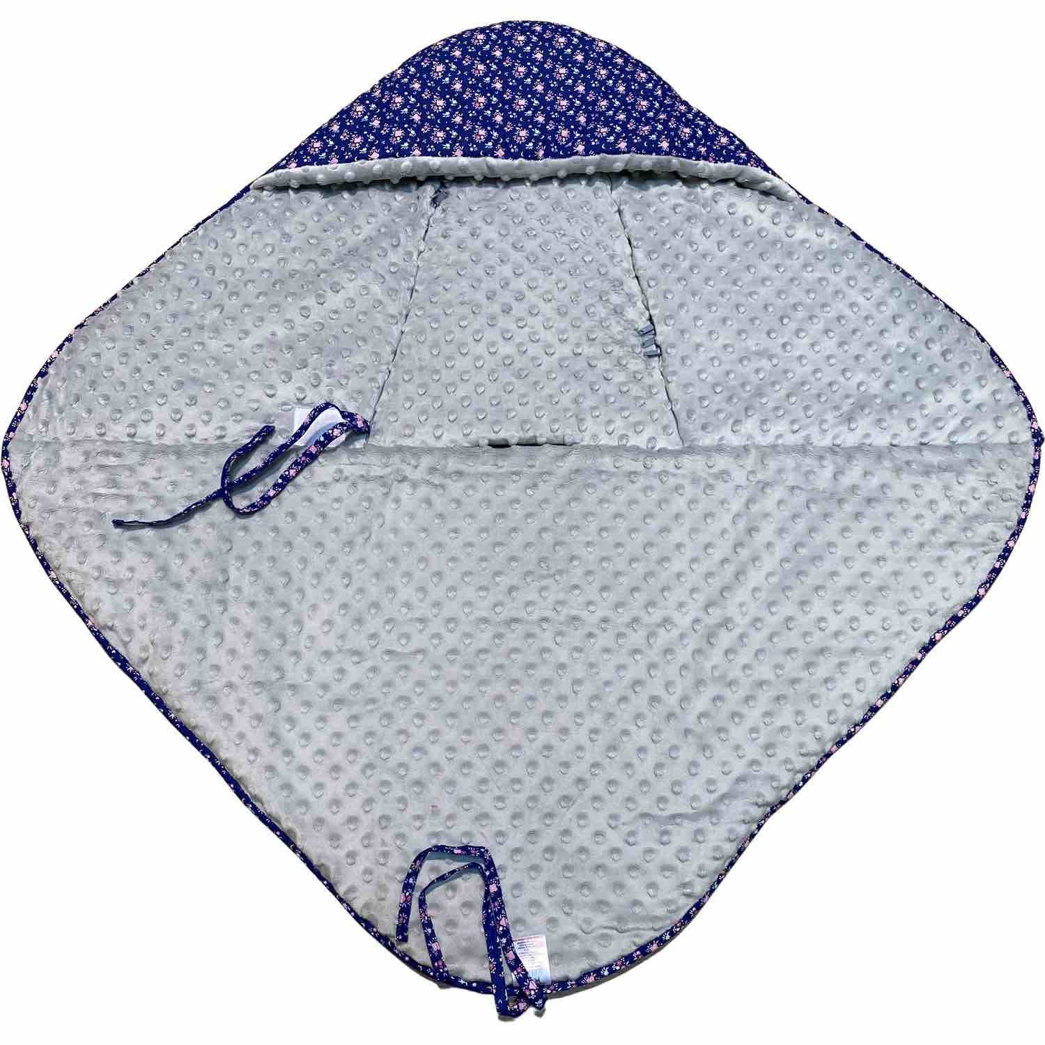 Sevira Kids - Manta envolvente reversible y multiusos, FLORE, azul, 80 cm x 80 cm