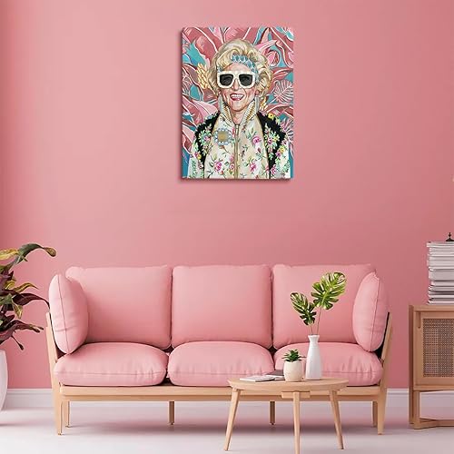 Miniatura 3 de Divertido arte de pared de chicas doradas, imagen de rosa con lentes de sol, impresión de retrato de moda de los años 80, póster floral tropical,