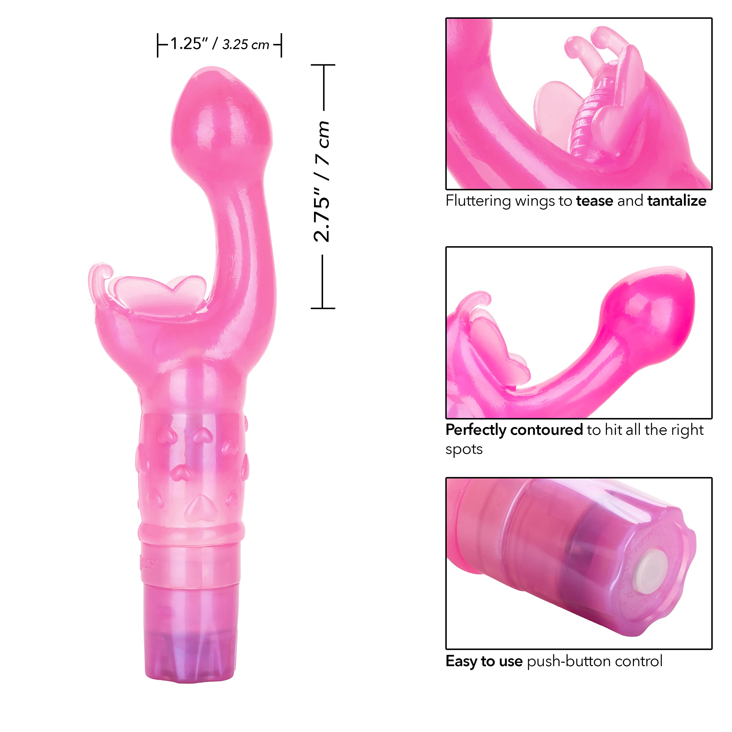 CalExotics Original Butterfly Kiss Vibrator - Multi-Speed Waterproof Vibe – Adult Sex Toys for Couples - Clitoral G Spot Massager –: Pink