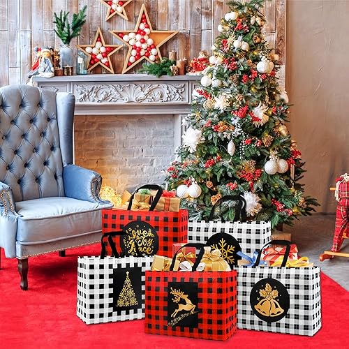 Miniatura 3 de DIYDEC 12 bolsas grandes de regalo de Navidad, 6 estilos, bolsas de envoltura de compras de Navidad, suministros de regalos de fiesta de Navidad