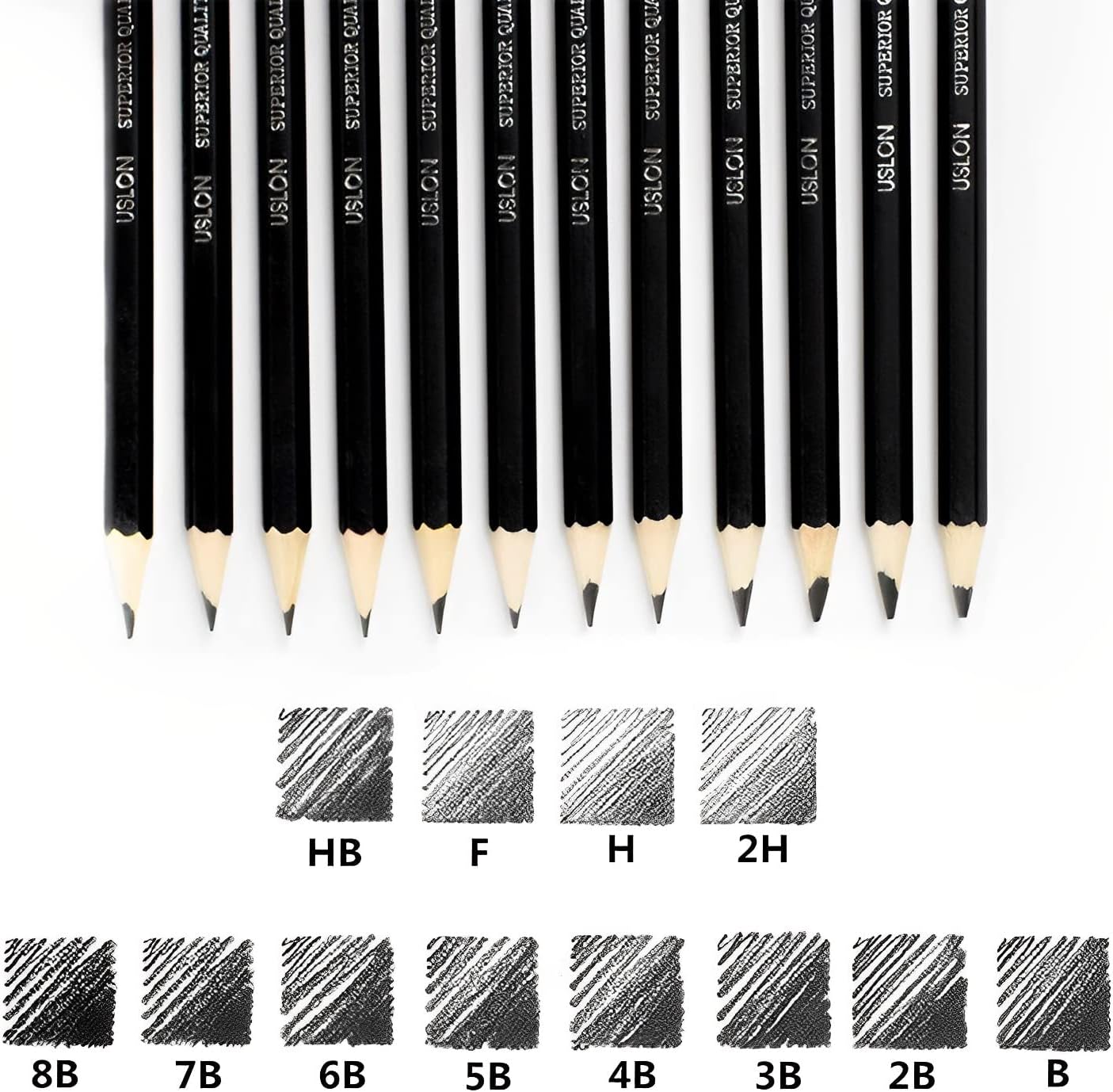 SYGA Professional Sketch and Drawing Pencils ，Art Pencil Box Contains 12 Pieces Set B 2B 3B 4B 5B 6B 7B 8B HB H 2H F