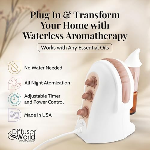 Miniatura 2 de Difusor sin agua para aceites esenciales de 110 V, difusor atomizador de aroma hecho en Estados Unidos, difusor de aceite esencial sin agua