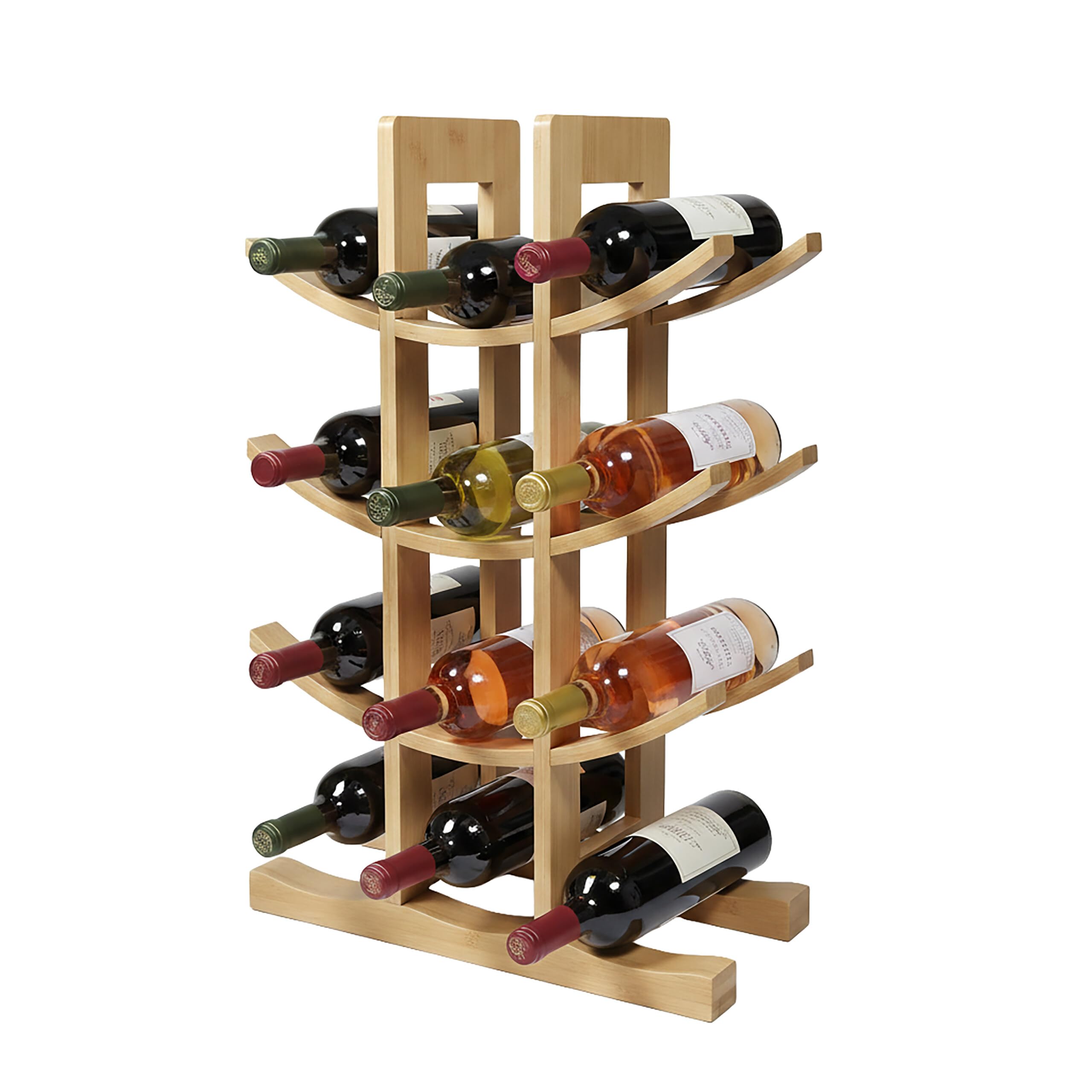 Relaxdays cantinetta per 12 bottiglie in bambù, 41 x 30 x 14,5 cm, portabottiglie per vino rosso e bianco, naturale