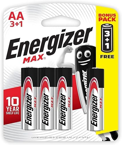Energizer E91BP3+1 1.5V MAX Alkaline AA Battery Card 4-Piece Set, packaging may vary