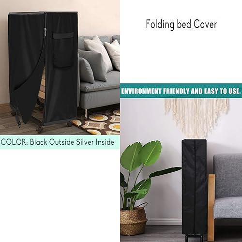 Miniatura 6 de Funda de almacenamiento plegable para cama, tamaño individual, color negro, cordón ajustable (33 pulgadas)