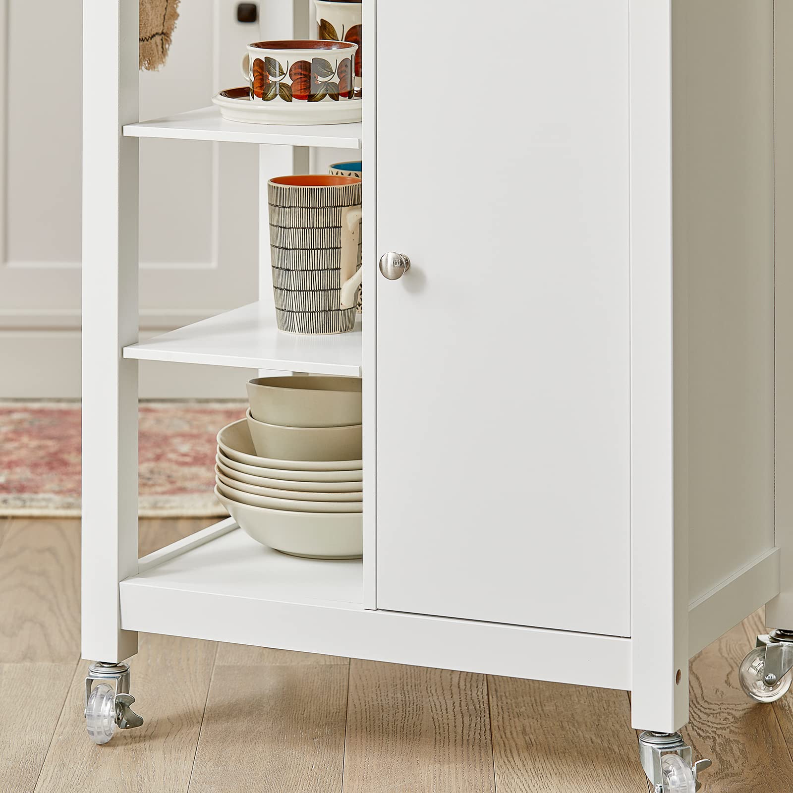 SoBuy FKW46-WN Estantería de Cocina Carrito de Servir Carrito de Cocina móvil con 4 Ruedas 68 x 40 x 86 cm ES