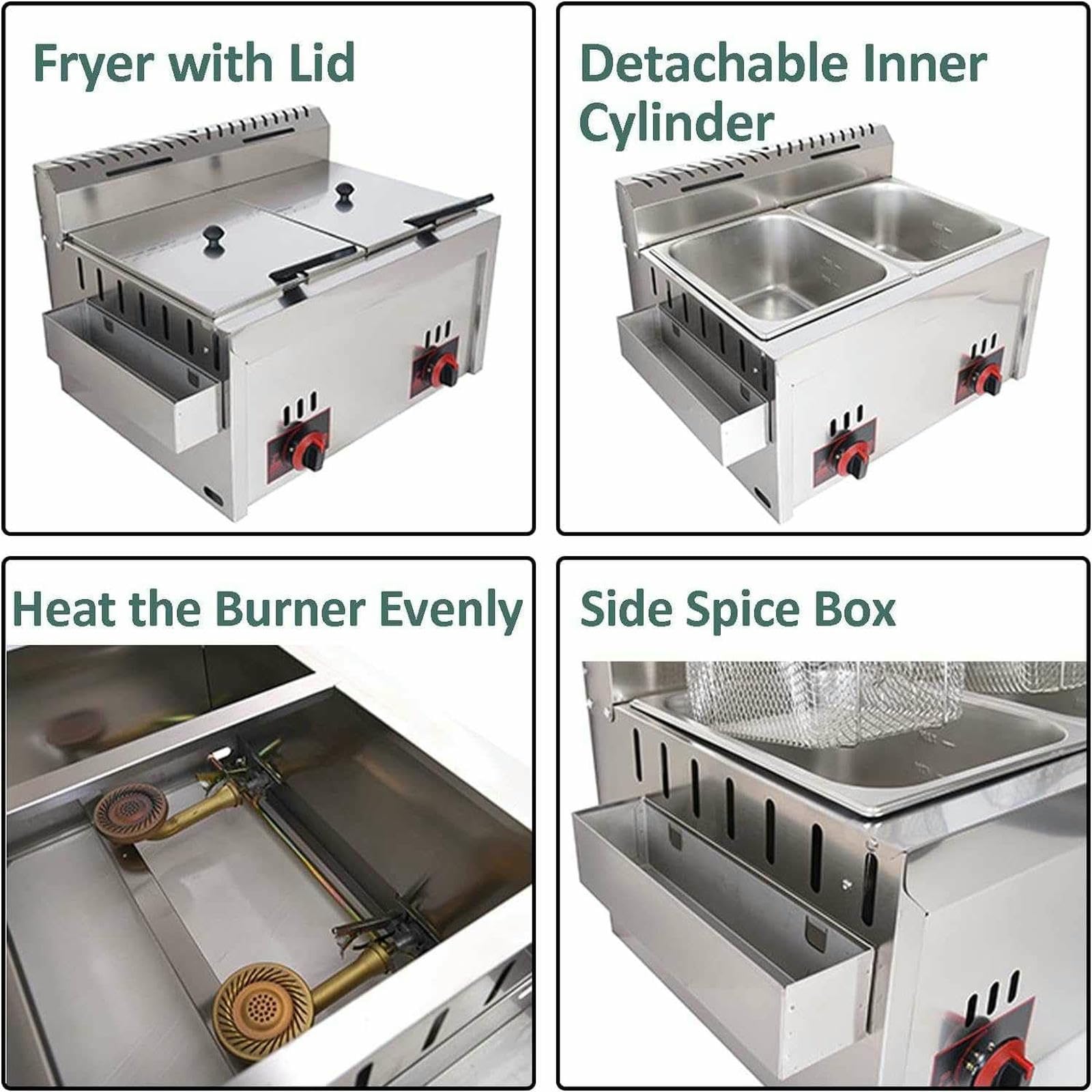 Fryer À Gaz Commercial, Friteuse D'équipement De Restauration Professionnelle, pour Frites Poulet Frit