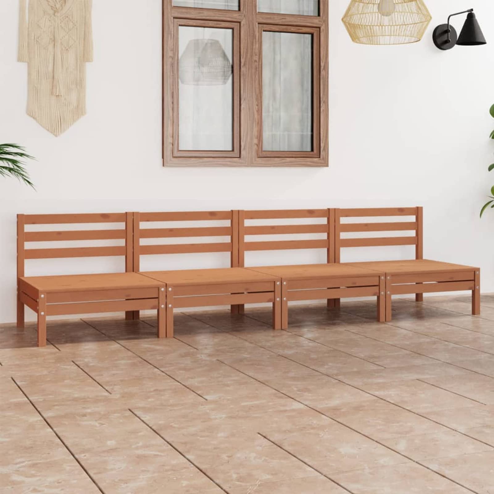 Ensemble de meubles de jardin pin massif marron miel Homgoday, l'esprit de famille