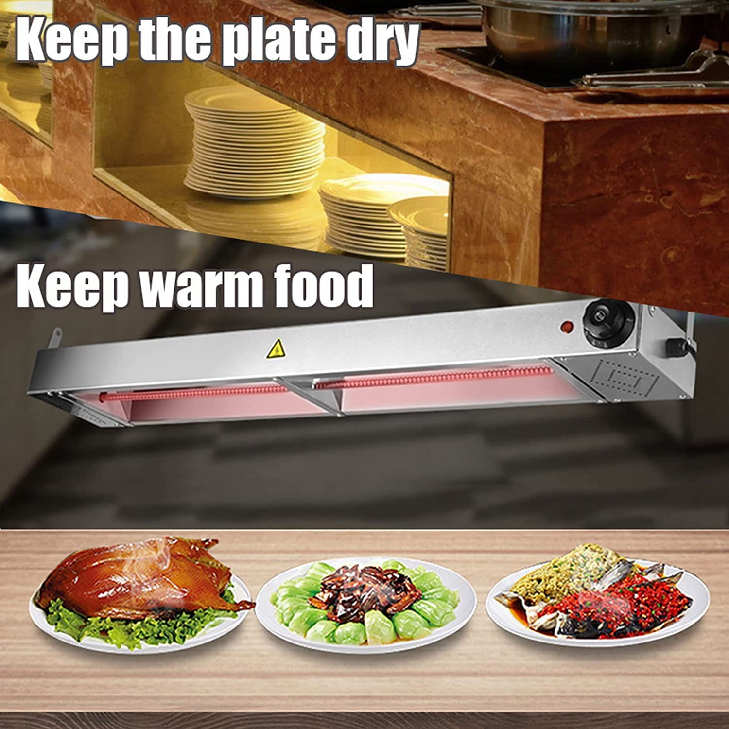 Lampada Scaldavivande Professionale, Lampada Riscaldante a Sospensione per Alimenti Commerciale Scaldavivande per Bancone Espositore da Cucina per Ristorante a Buffet E Tavolo Portapiatti