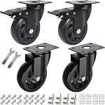6 Inch Caster Wheels 3000lbs,Heavy Duty Casters Set of 4 with Brake, No Noise Polyurethane Swivel Caster Wheels for Cart,Furniture,Workbench(Free Screws & Spanners)