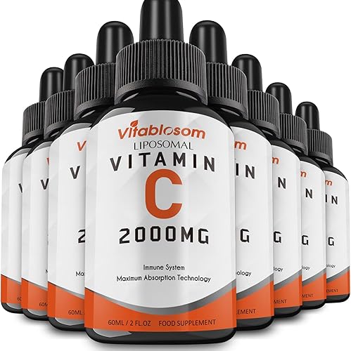 Líquido liposomal de vitamina C de 2000 mg para adultos, alta absorción VIT C, sistema inmunitario de mayor biodisponibilidad y apoyo antioxidante,