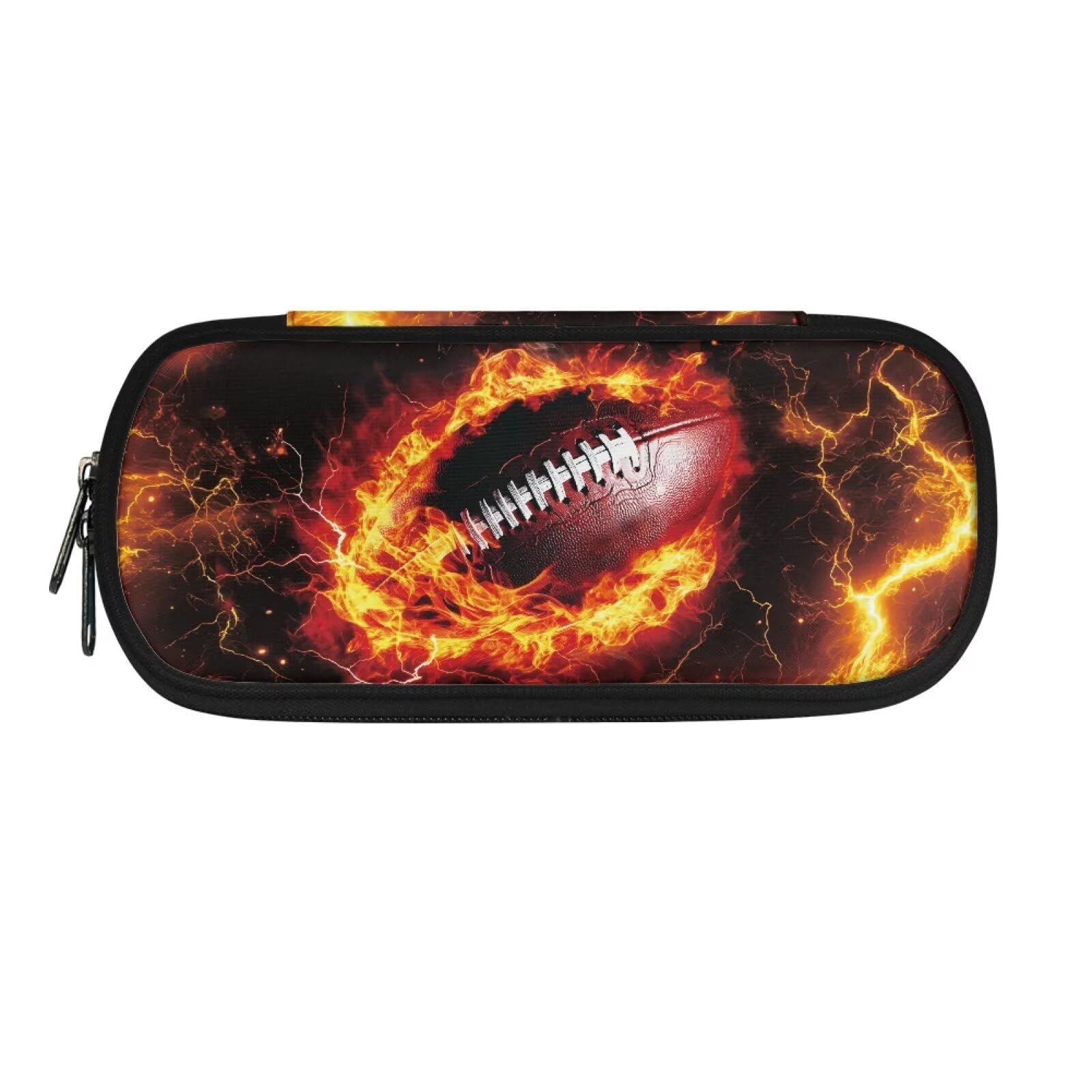 TOADDMOS Fire Rugby Pencil Case Zipper Exam Pen Pencil Pouch Desk Organizer for Student College Middle High School Supplies and Office