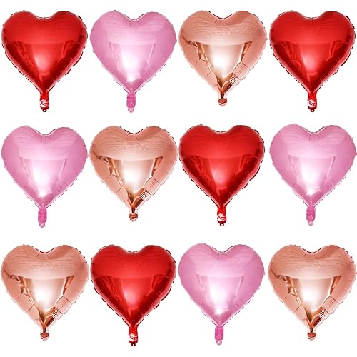 Red Heart Shaped balloons Pack of 12,18 Inch Love Valentine Balloons Heart Romantic Balloons For Valentines Day Propose Marriage Wedding Bridal Shower Engagement Party Decorations