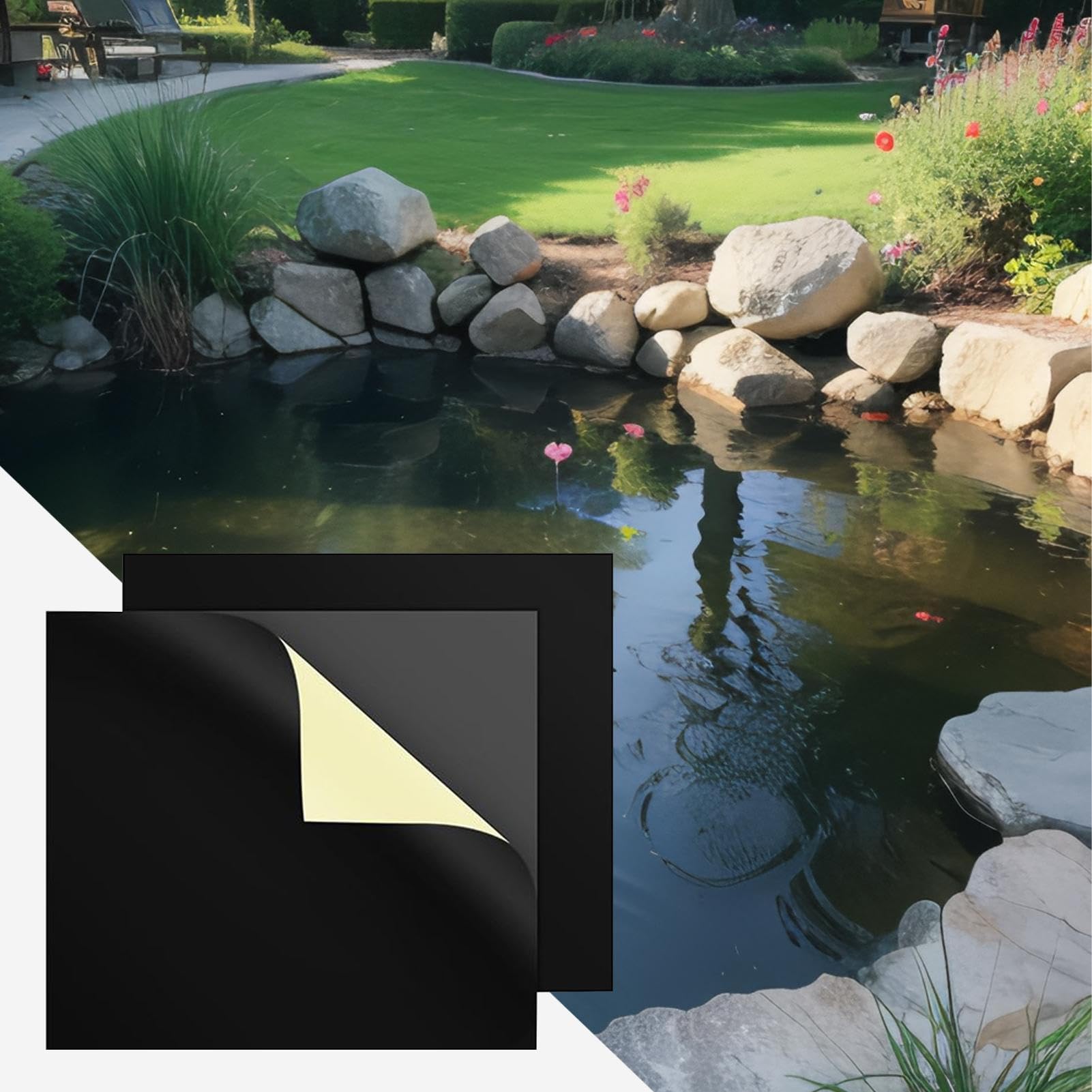 Toppa impermeabile per riparazione stagni da giardino, 20,3 x 20,3 cm, kit per riparazioni rapide, copertura durevole ideale per sigillare grondaie