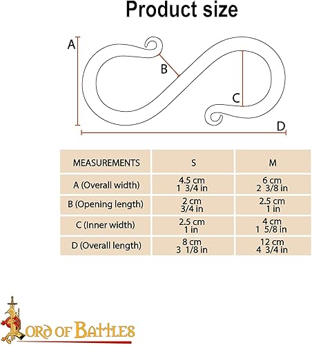 Miniatura 4 de Lord of Battles Juego de 10 ganchos de hierro vikingo en forma de S para colgar en hierro, accesorio de camping, forjado a mano, acabado negro,