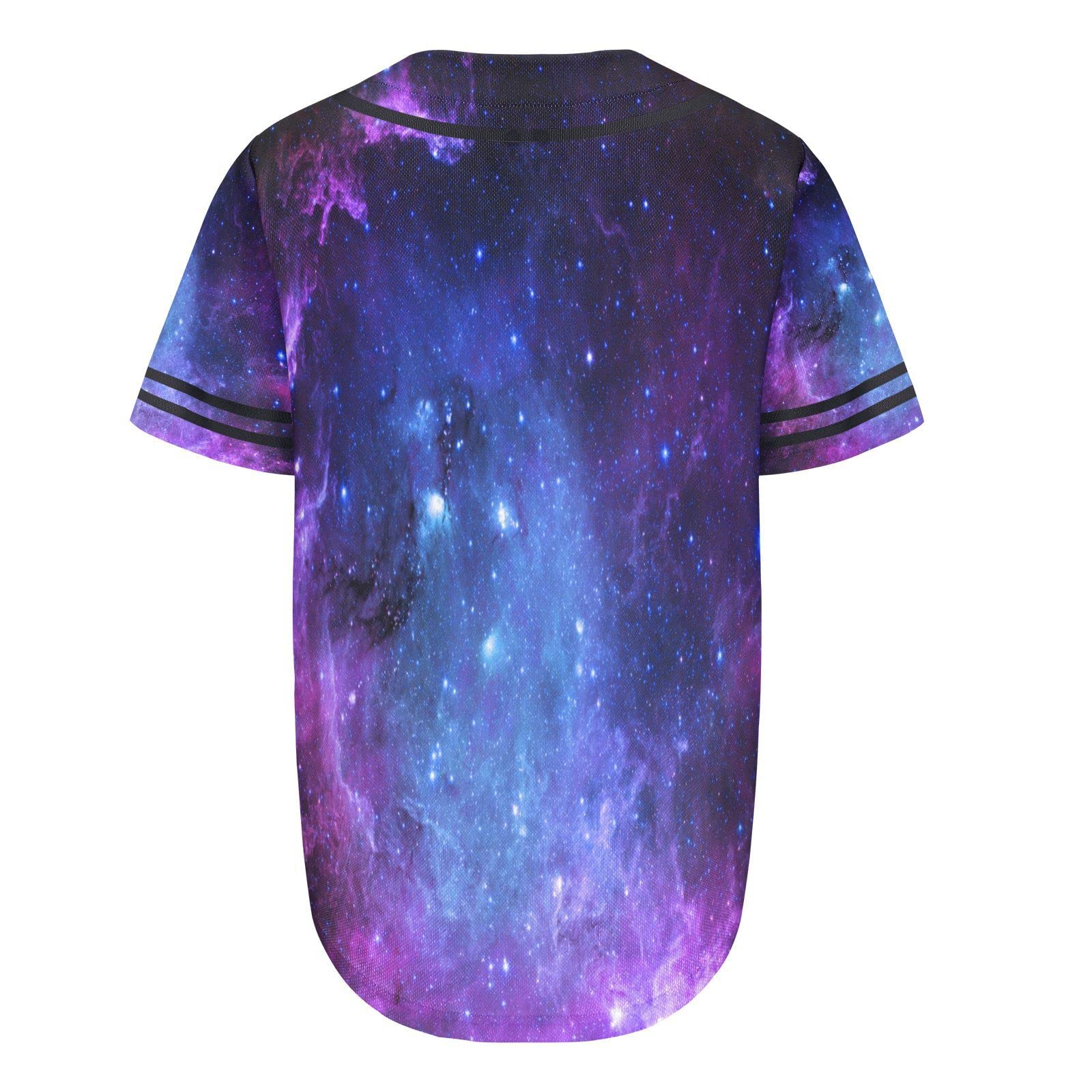 Outer Space Stars Nebula Galaxy Men's Baseball Jersey Short Sleeve Starry Night Sky Adult Button Down Shirts Uniform M