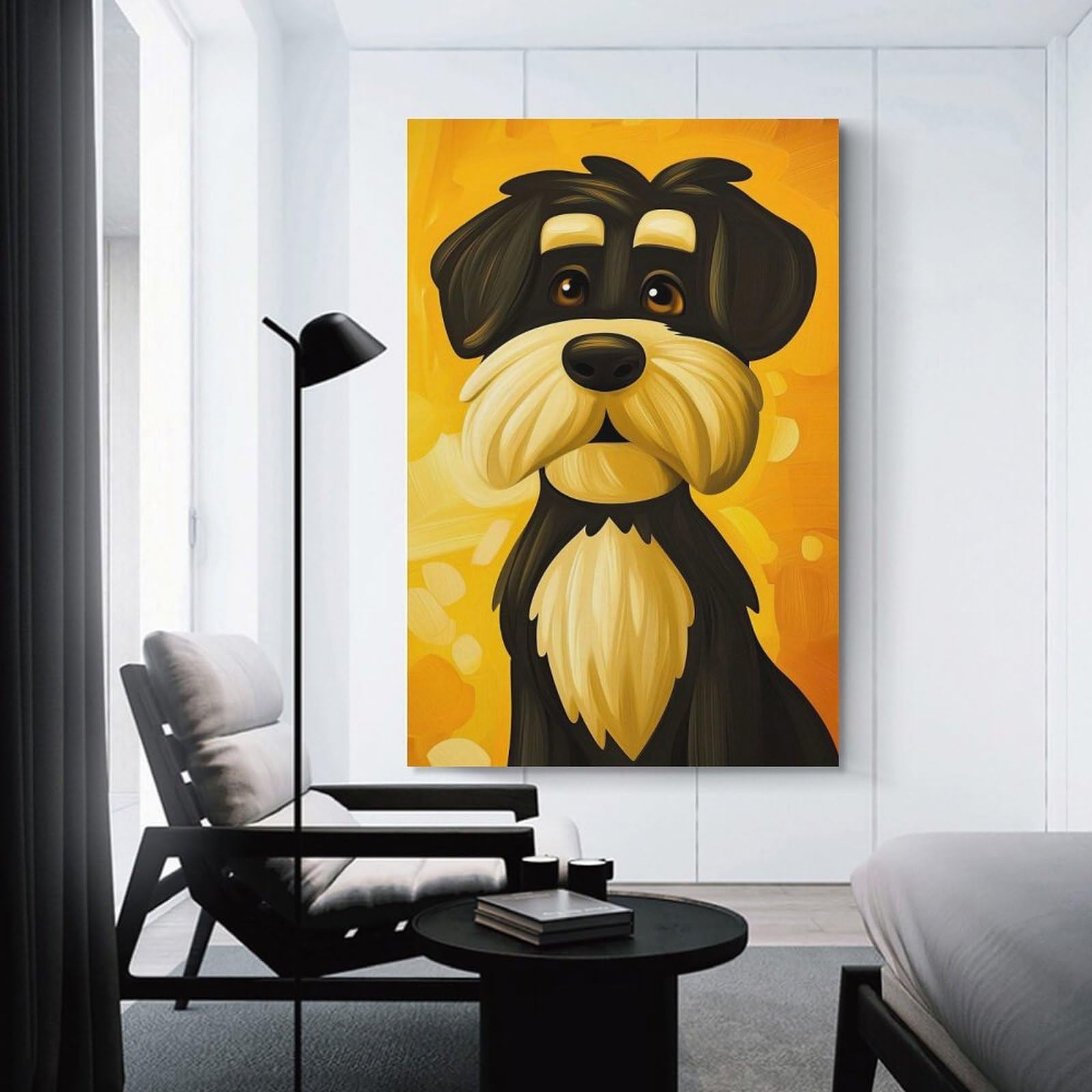 Junmoney Cute Black Dog Portrait Decorative Wall Artwork, 20x30inch(50x75cm), for Corridors, Hallways Or Apartment Entries, Home Artwork for First Impressions