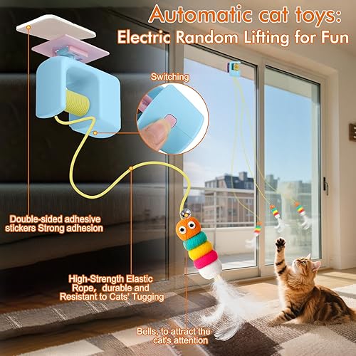 Miniatura 3 de AIERSA Juguetes interactivos para gatos de interior, juguetes automáticos colgantes para gatos adultos de interior aburridos, oruga y pájaro volador
