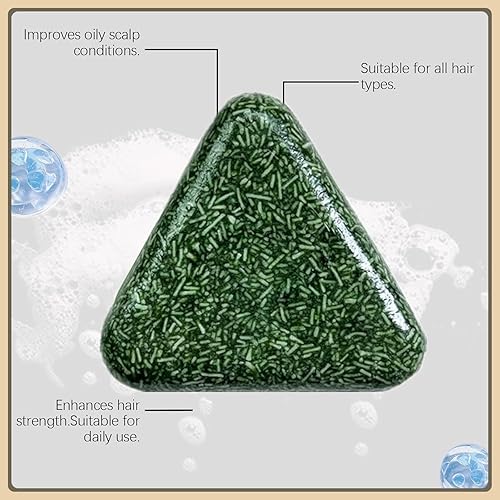 Miniatura 2 de Nature Seven Green Jabón de champú, barra de champú, barra triangular de hierba para adelgazar el cabello, mujeres y hombres (2 unidades)