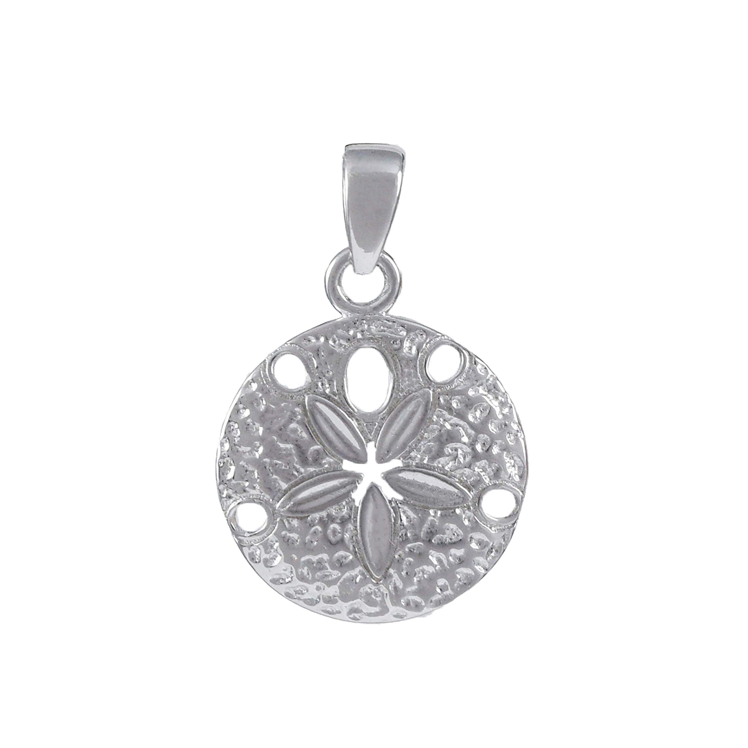 GenericUnique Pretty Hawaiian Sand Dollar Necklace, Sterling Silver Sand Dollar Charm Pendant, N6117B, Metal, Opal
