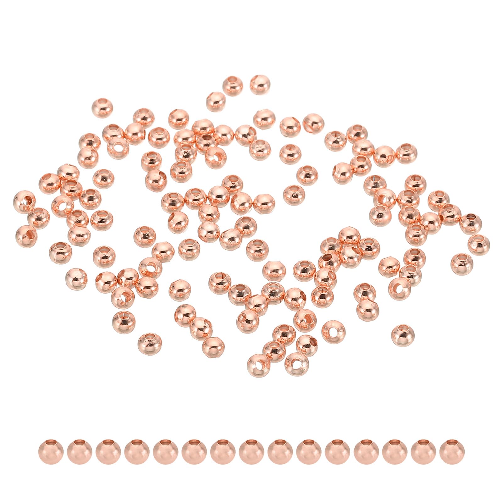 PATIKIL 100 Pack Rose Gold 3mm Gold Filled Round Spacer Beads for Jewelry Making