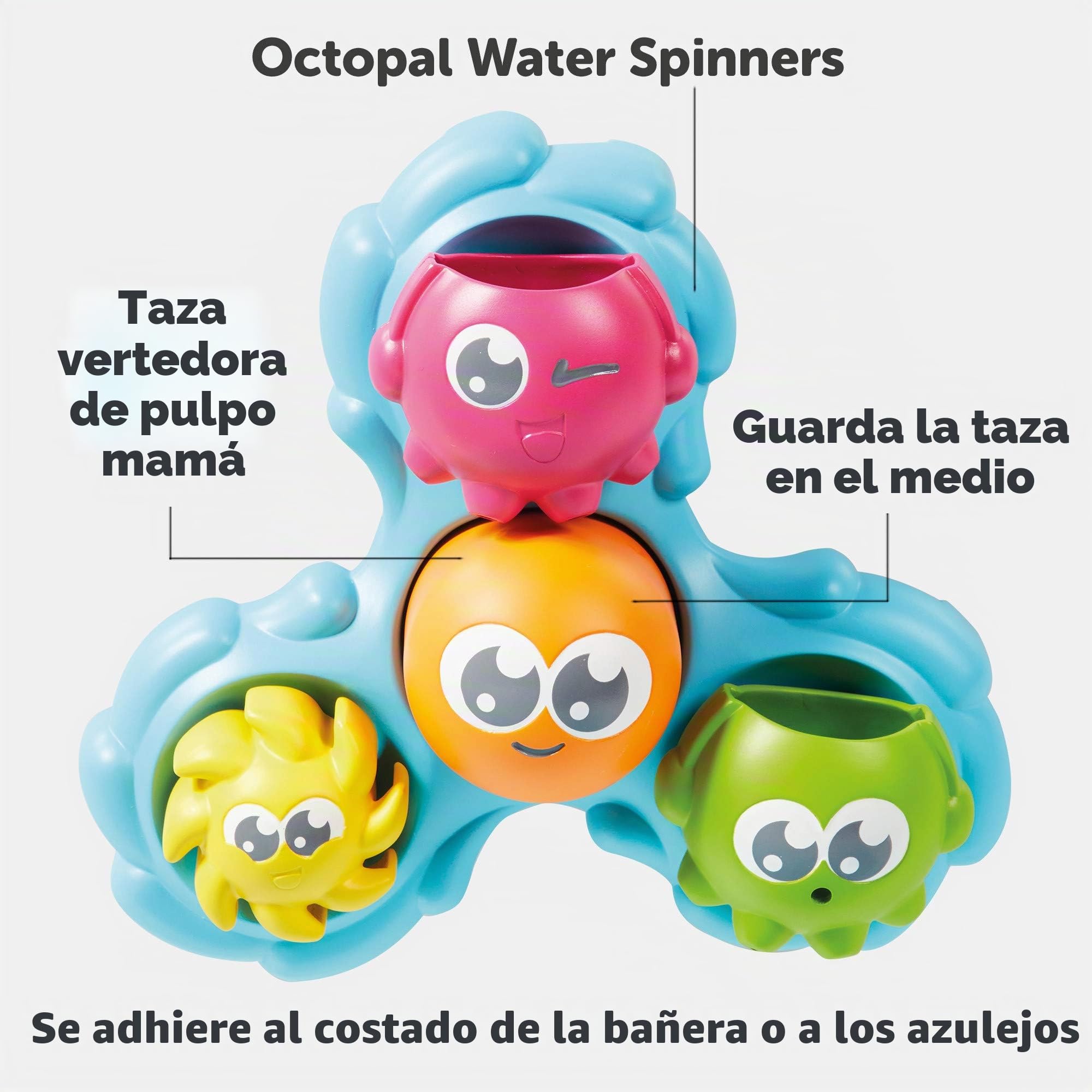 TOMY Games E72820C Spin & Splash Toomies Octopus Bath Toy for Water Play Suitable for 1, 2, 3 & 4 Year Olds Girls & Boys, Various