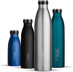 720°DGREE Botella Agua Acero Inoxidable “milkyBottle“ – 1litro - Sin BPA Free, Antigoteo y Prueba de Fugas - Frasco térmico, Cantimplora Aislada - Bebida con Gas, Deporte, Escuela, Gimnasio Exteriore