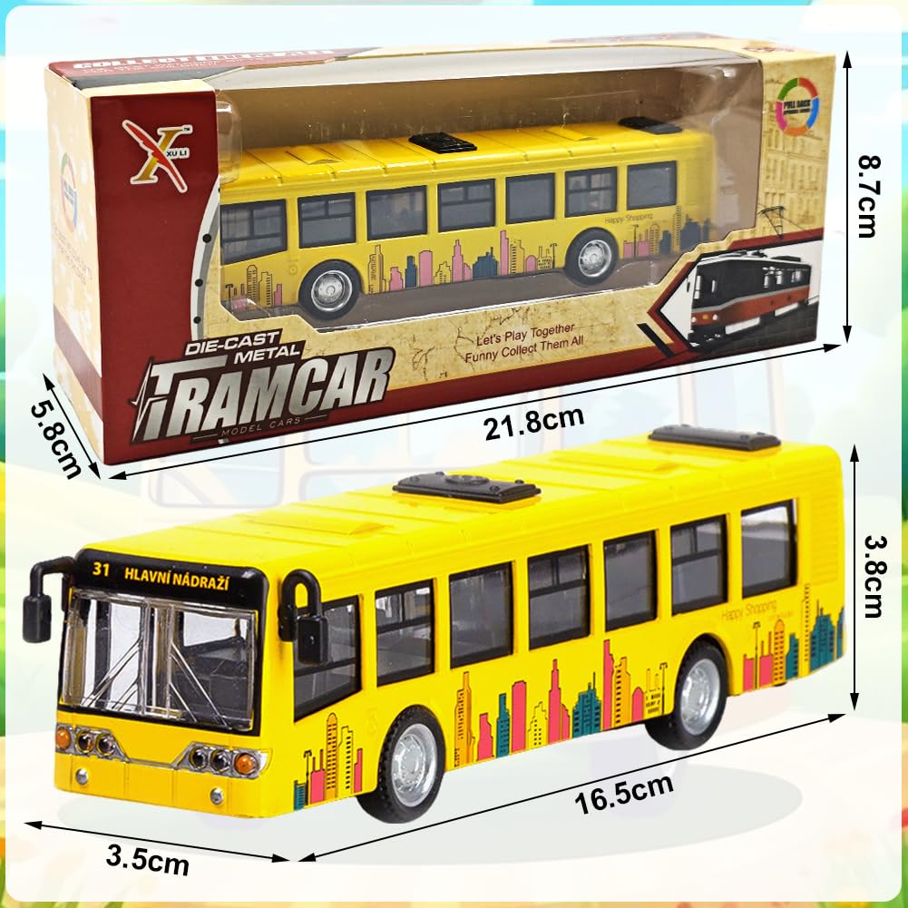 Autobús de Juguete, Coches de Juguetes para Niños Modelo de Autobús Tirar Hacia Vehículos Mini Autobúses de Juguete Vehículos Fricción Mini Auto de Juguetes Regalo Cumpleaños para Niños(Amarillo) — view 2