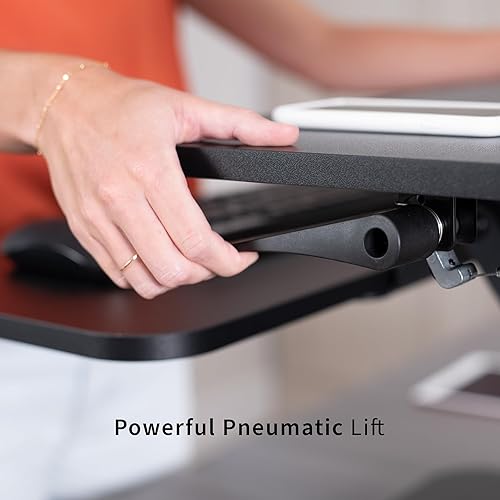 Miniatura 4 de VIVO Convertidor de escritorio de pie ajustable de 25 pulgadas de altura negra, estación de trabajo compacta del elevador del monitor de la mesa del