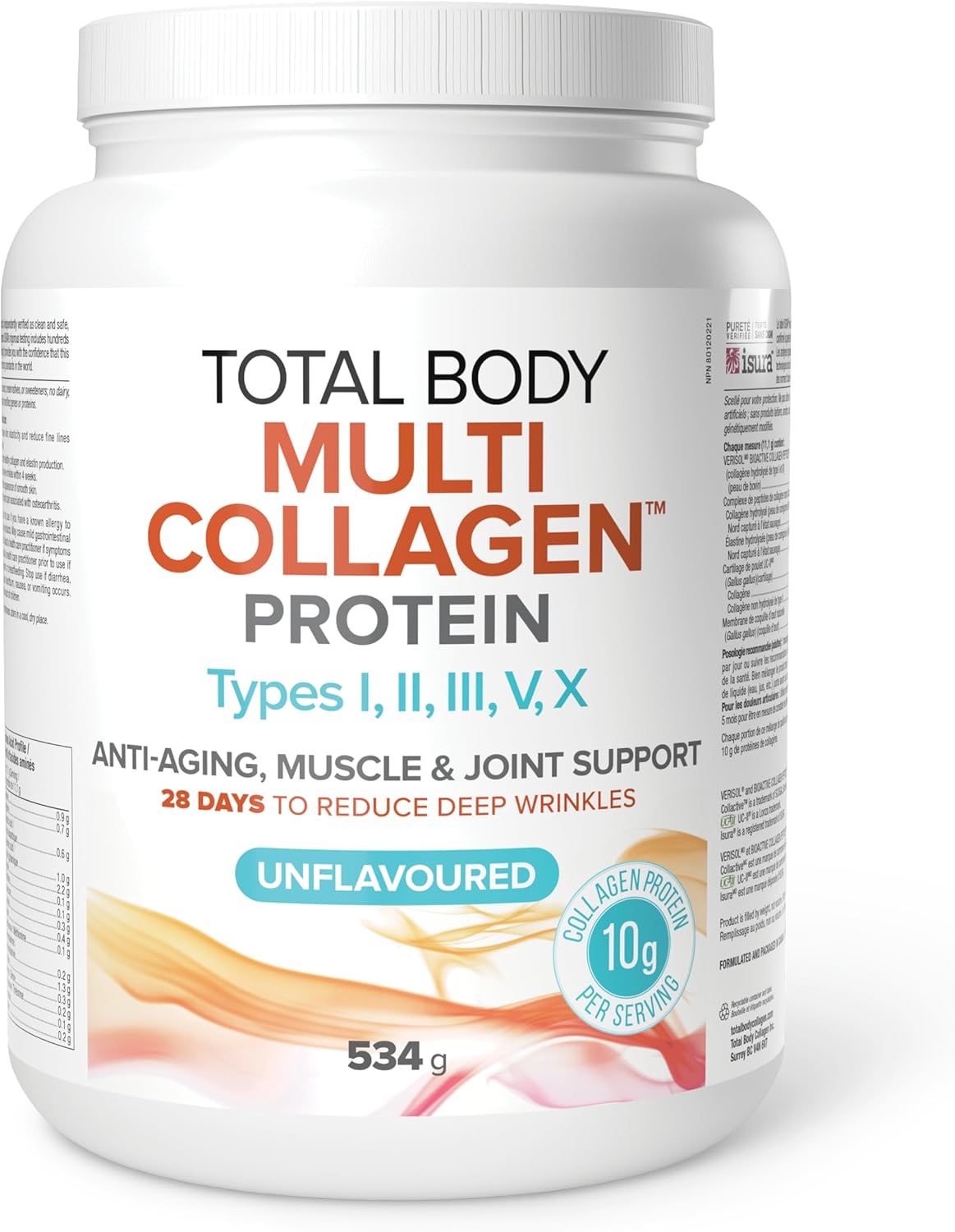 Natural Factors Total Body Multi Collagen Protein,534 g, Unflavoured, 10g of Hydrolyzed Collagen per Scoop, 48 Servings, Combines 5 Types of Collagen, Anti-Aging, Muscle & Joint Support, 28 Days to Reduce Wrinkles, Keto & Paleo Friendly, Proudly Canadian Natural Factors Total Body Multi Collagen Protein,534 g, Unflavoured, 10g of Hydrolyzed Collagen per Scoop, 48 Servings, Combines 5 Types of Collagen, Anti-Aging, Muscle & Joint Support, 28 Days to Reduce Wrinkles, Keto & Paleo Friendly, Proudly Canadian
