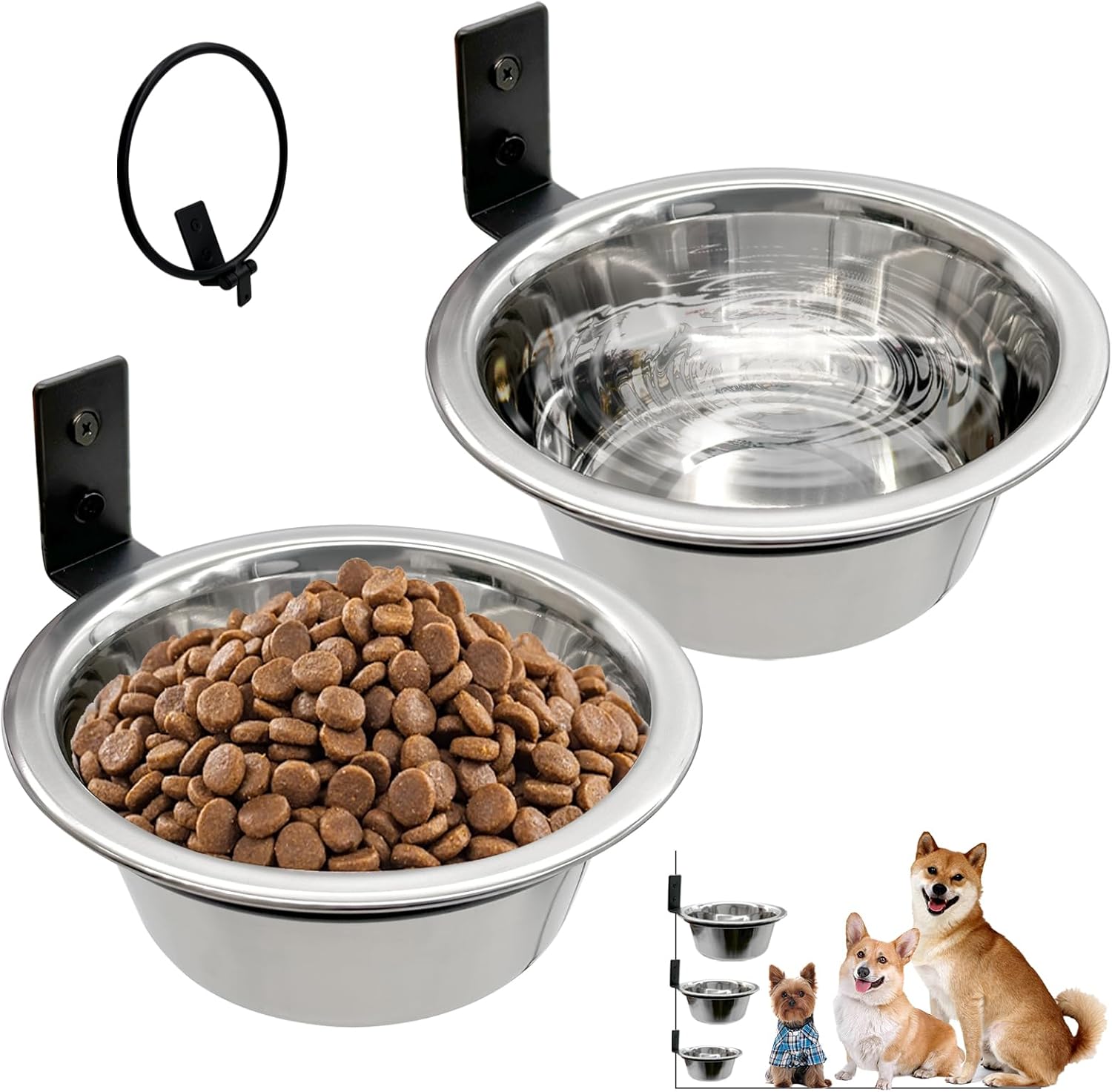 Hamiledyi Wall Mounted Dog Bowl 2 Pack Elevated Dog Bowls