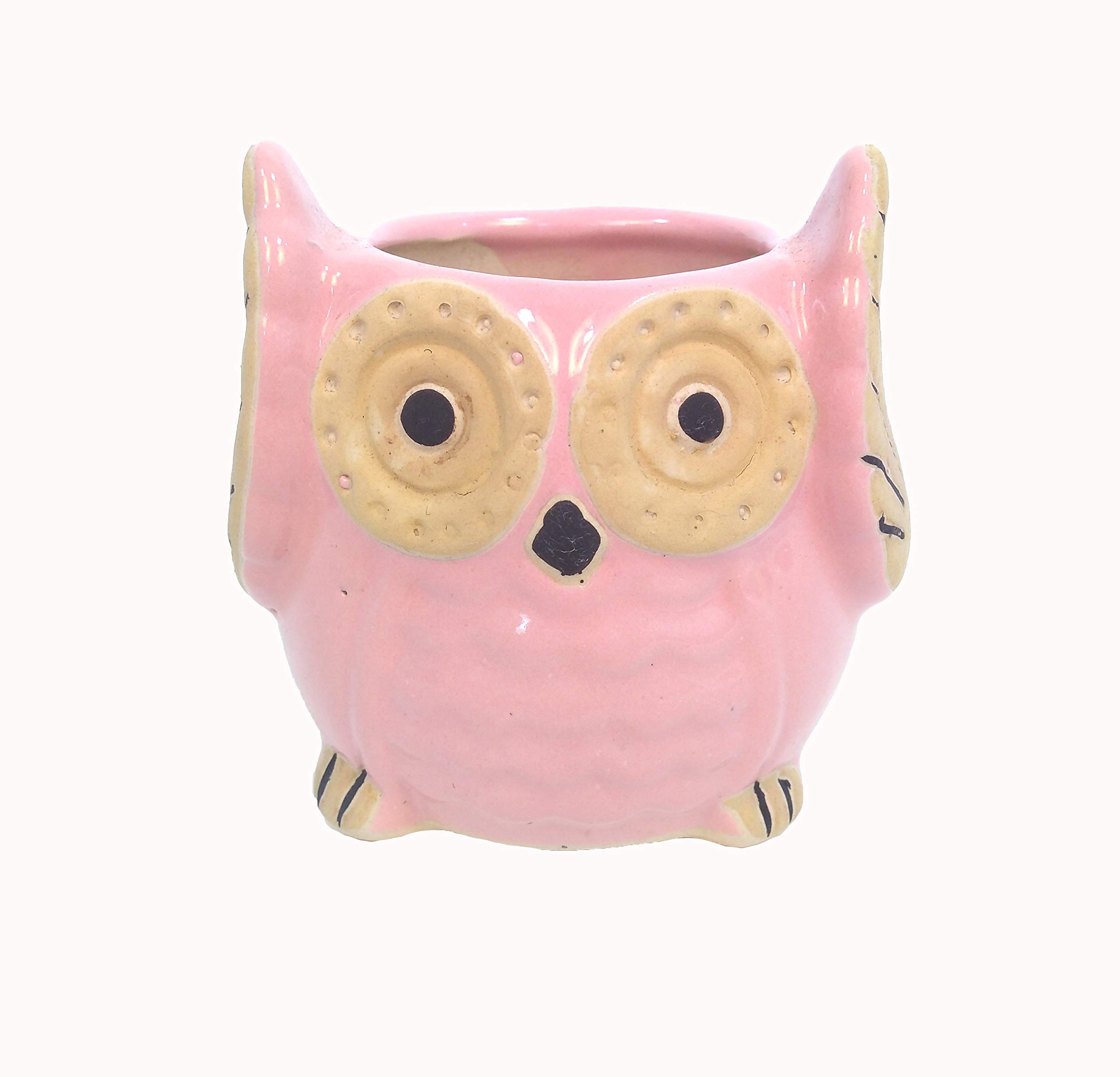 Wonderland Owl Ceramic Pot/Planter Without Plant for Garden Indoor Home & Outdoor in Pink