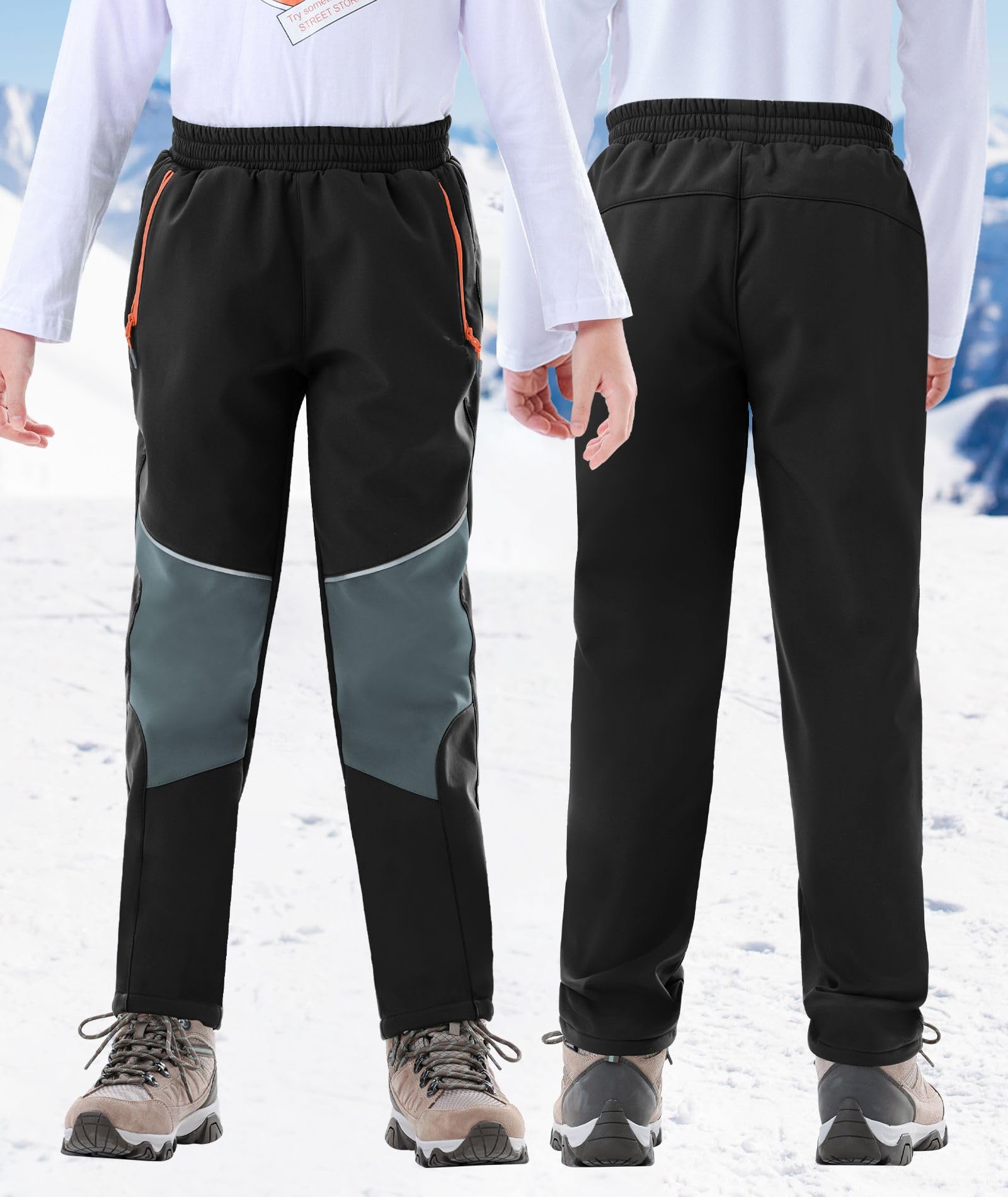 Zoofly Pantaloni Sci Bambino Pantaloni Impermeabili Ragazzo, Pantaloni Inverni Neve Softshell Pantaloni da Escursionismo per Bambini con Fodera