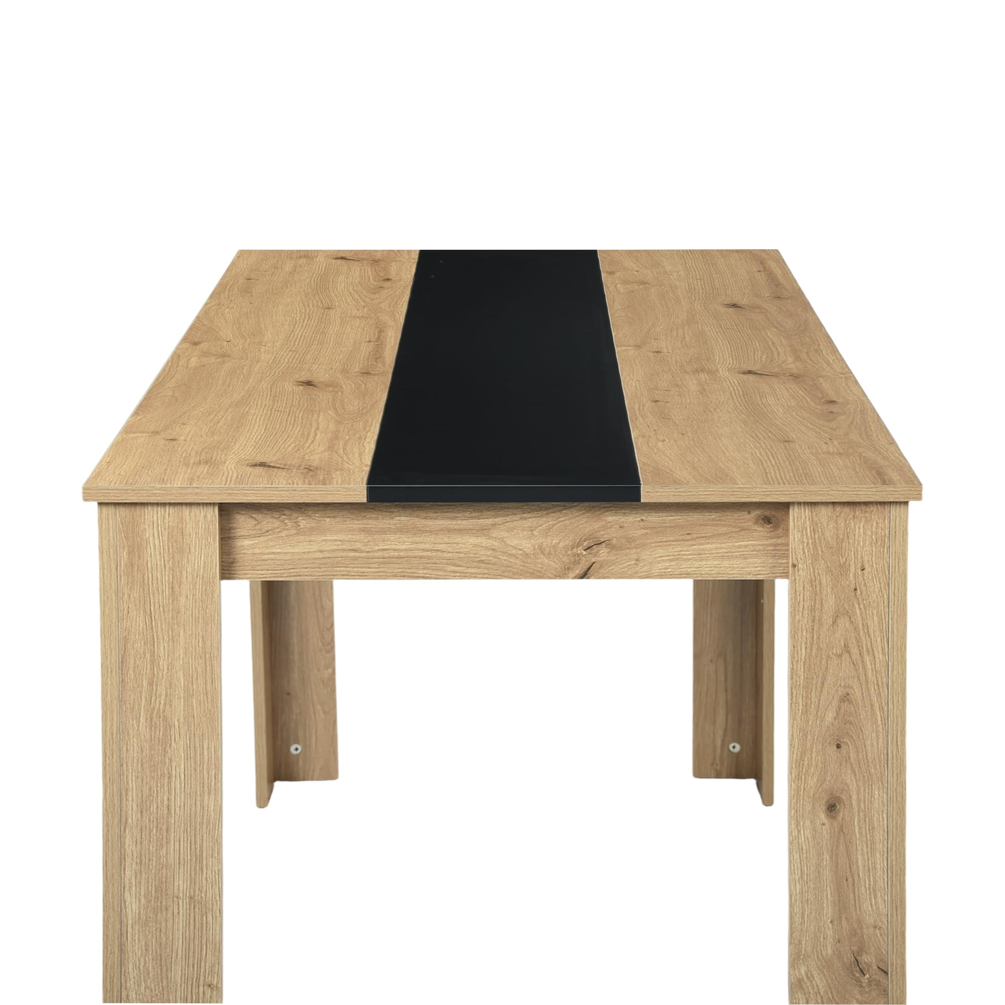 Tavolo da pranzo in legno, 140 x 70 cm, tavolo da pranzo, rettangolare, per 4 persone, moderno, in legno, grande per sala da pranzo, soggiorno, colore rovere + nero