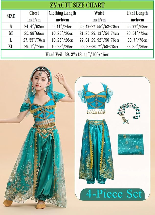Disfraz de princesa Aladdin Jasmine para niñas miniatura 6