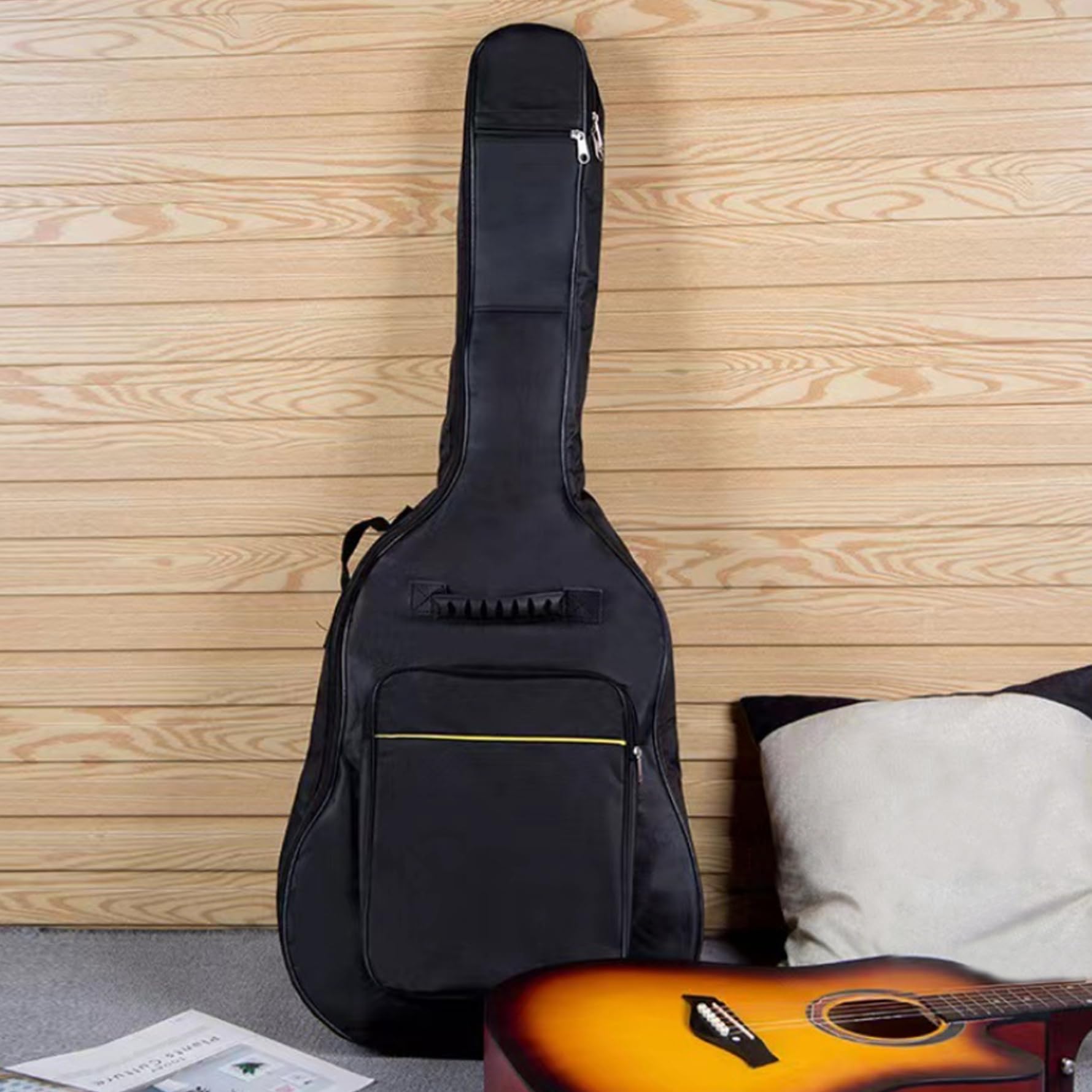 Borsa per chitarra da 41 pollici di chitarra acustica morbida con 2 tasche di imbottitura spessa 5 mm Resistente all'acqua resistente alla custodia per gigo