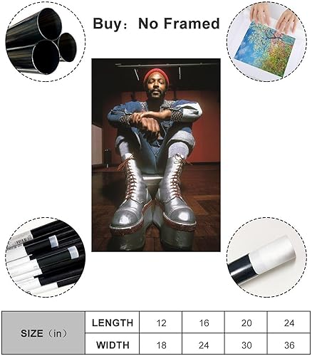 Miniatura 2 de Queosmpei Póster de Marvin Gaye para pared, pintura para decoración de pared del hogar, 12 x 18 pulgadas