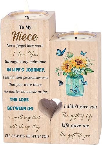 Miniatura 7 de Portavelas con impresión de doble cara, regalos para tía de sobrinas y sobrinos, regalos del Día de la Madre, Navidad y cumpleaños para tía