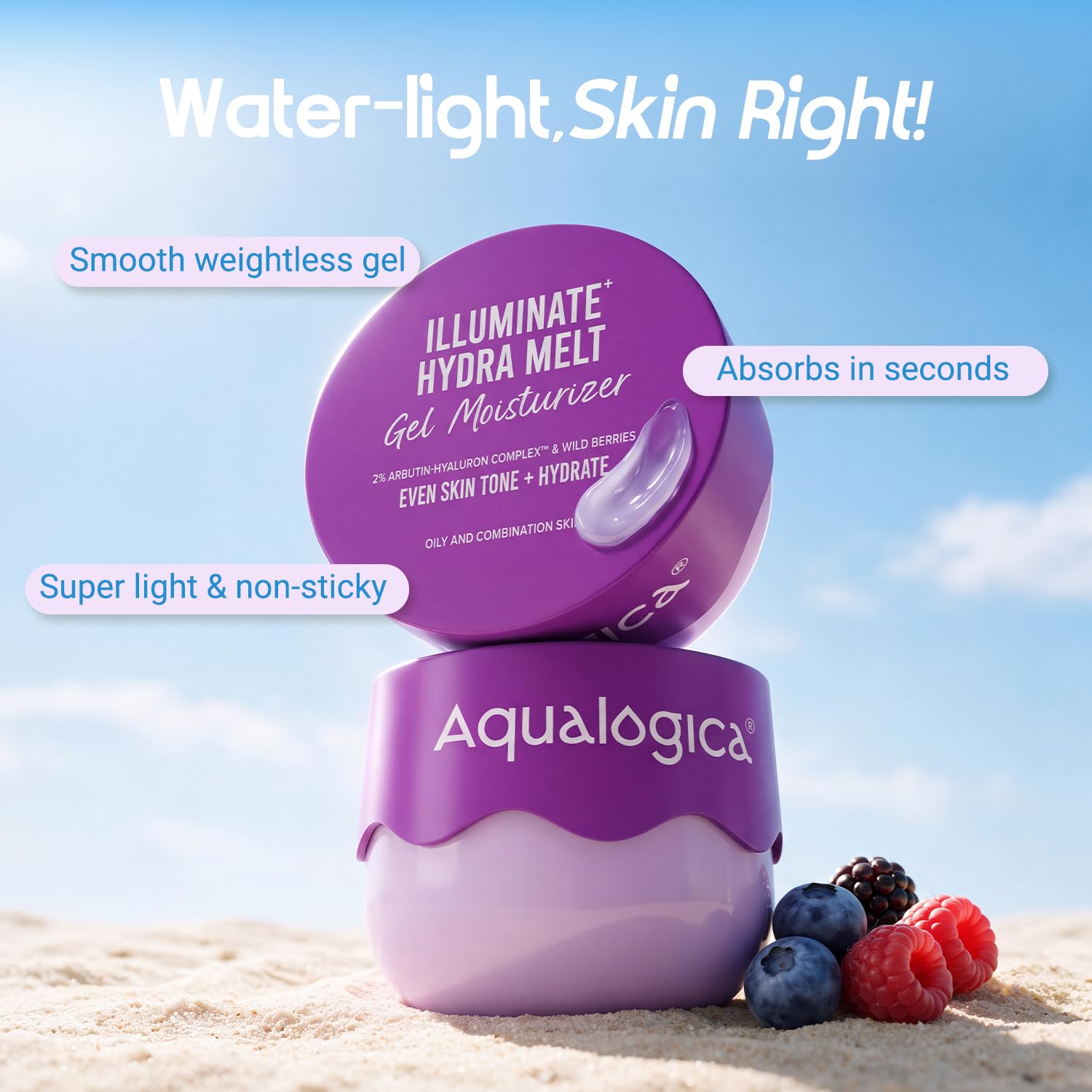Aqualogica Illuminate + Hydra Melt Gel Moisturizer - 200 g | Water-light Gel Moisturizer | 24 Hour Hydration | Evens Out Skin Tone | Makes Skin Luminous | For Oily to Combination Skin 2