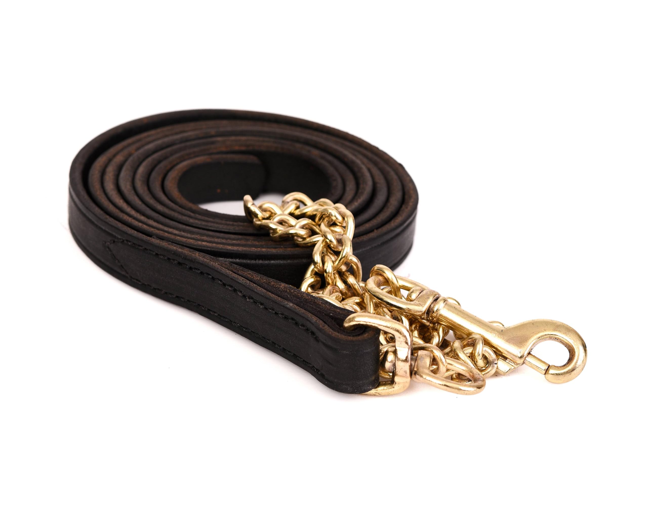 Perri's Leather Lead with Fine 30-Inch Plated Chain, Black, 6-Feet 30-Inch