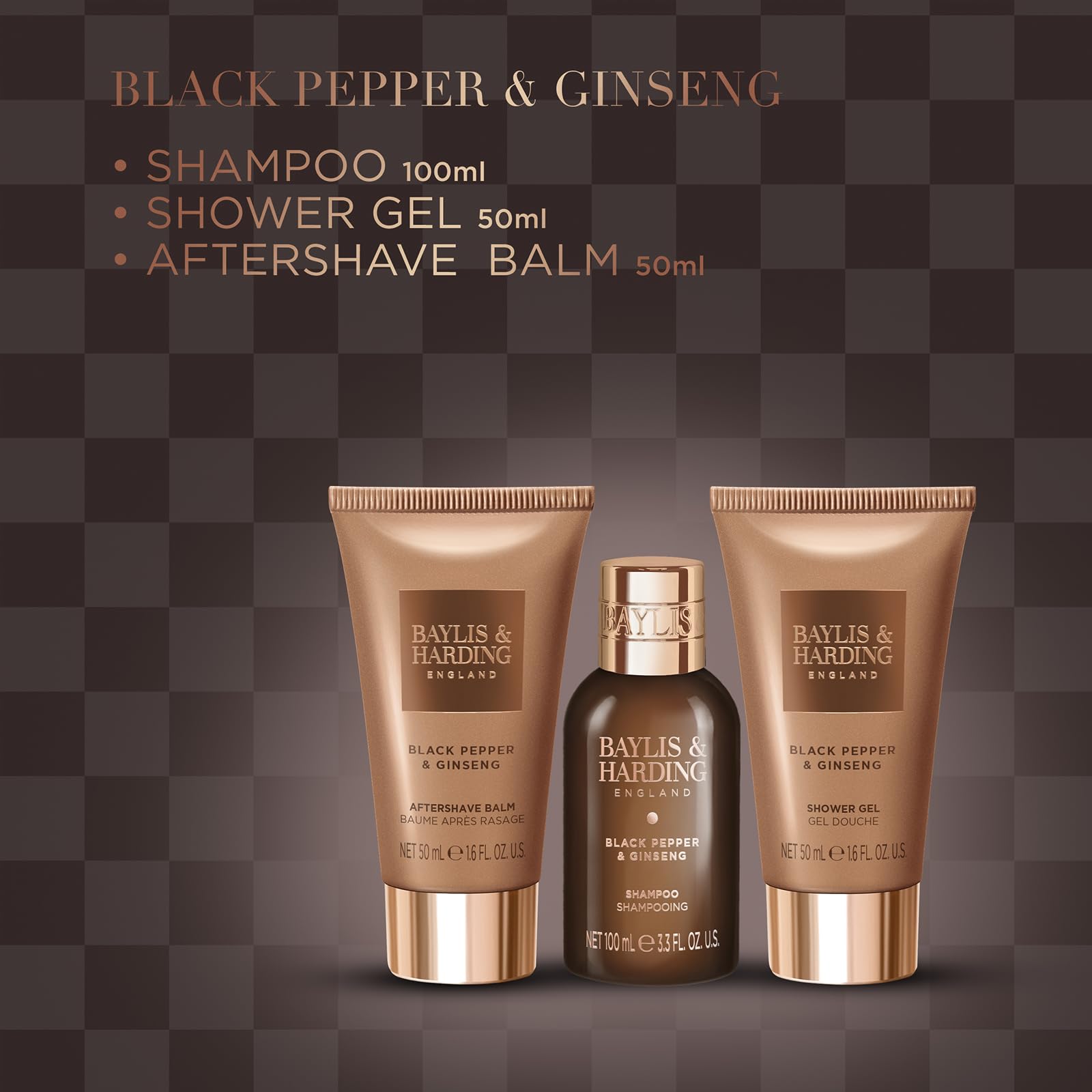 Baylis & Harding Black Pepper & Ginseng Men's Travel Wash Bag Gift Set (Pack of 1) - Vegan Friendly - Image 3