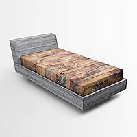 Vista 27 de Ambesonne Sábana bajera abstracta con estampado gráfico de letras del alfabeto de colores, funda de cama con bolsillo profundo elástico para mayor